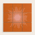 Sunburst - Minimalist Mid Century Modern Sun in Pink and Orange Wood Wall Art Gallery Image 1