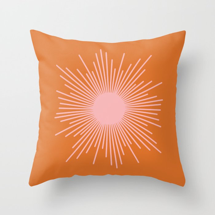Sunburst - Minimalist Mid Century Modern Sun in Pink and Orange Throw Pillow Gallery Image 6