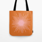 Sunburst - Minimalist Mid Century Modern Sun in Pink and Orange Tote Bag Gallery Image 1