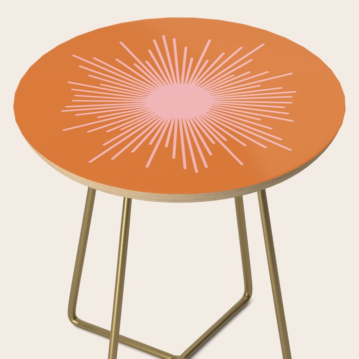 Sunburst - Minimalist Mid Century Modern Sun in Pink and Orange Side Table Gallery Image 2