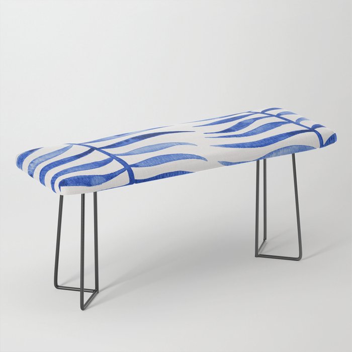 Navy Palm Leaf Bench Gallery Image 1