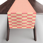 Narrow Check Pattern - Retro Coral and Cream Table Runner Gallery Image 1