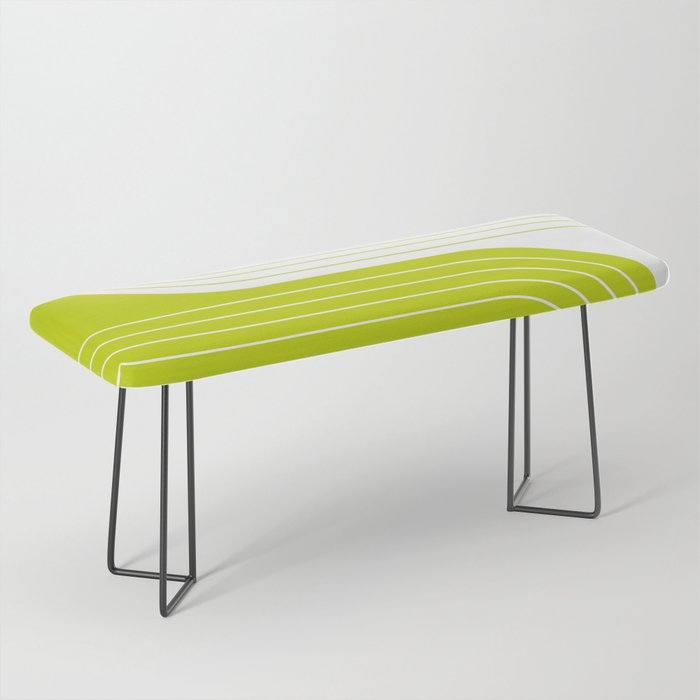 Two Tone Line Curvature LXXVII Lime Green Modern Arch Abstract Bench Gallery Image 1