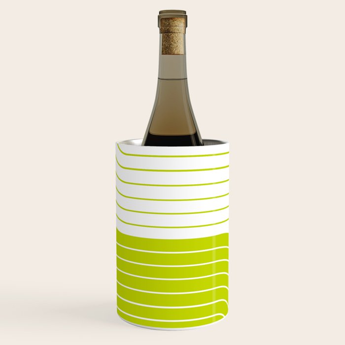 Two Tone Line Curvature LXXVII Lime Green Modern Arch Abstract Wine Chiller Gallery Image 1