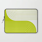 Two Tone Line Curvature LXXVII Lime Green Modern Arch Abstract Laptop Sleeve Gallery Image 1