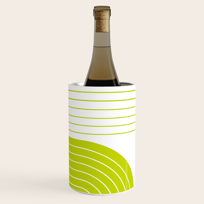 Two Tone Line Curvature LXXVII Lime Green Modern Arch Abstract Wine Chiller Gallery Image 3