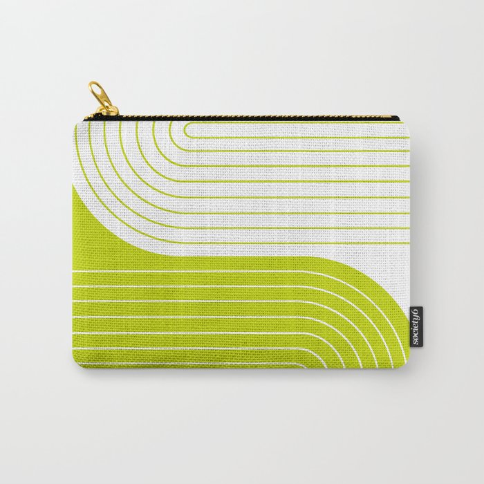 Two Tone Line Curvature LXXVII Lime Green Modern Arch Abstract Carry All Pouch Gallery Image 1