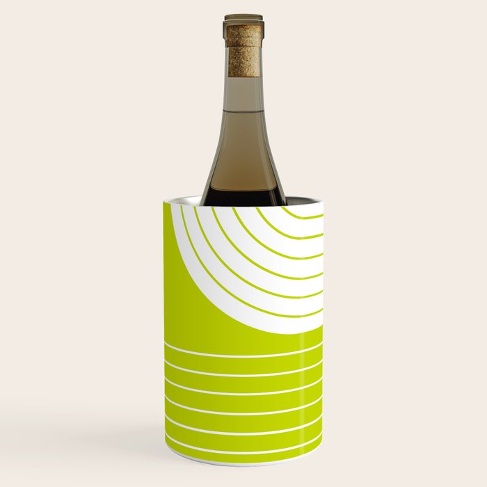 Two Tone Line Curvature LXXVII Lime Green Modern Arch Abstract Wine Chiller Gallery Image 2