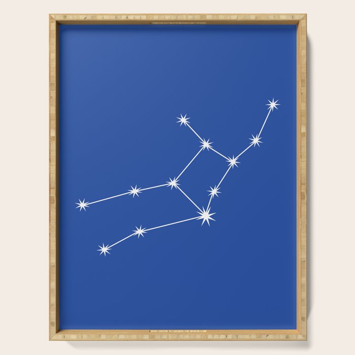 Virgo Zodiac Star Constellation Line Art Vibrant Blue Serving Tray Gallery Image 1