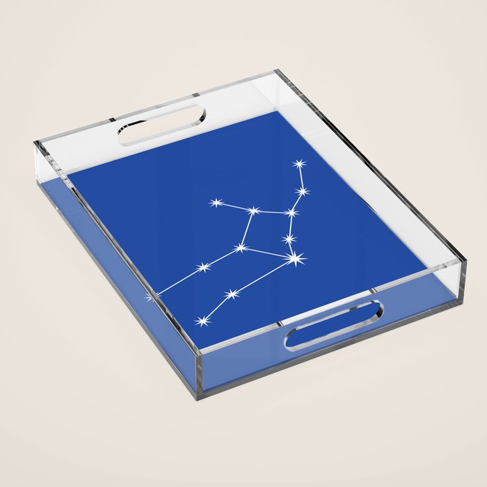 Virgo Zodiac Star Constellation Line Art Vibrant Blue Acrylic Tray Gallery Image 1