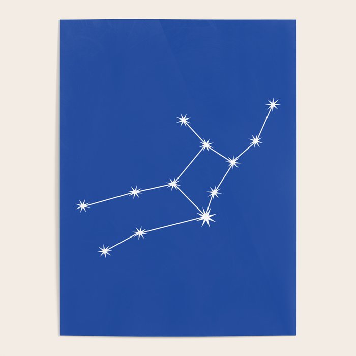 Virgo Zodiac Star Constellation Line Art Vibrant Blue Poster Gallery Image 4