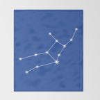 Virgo Zodiac Star Constellation Line Art Vibrant Blue Throw Blanket Gallery Image 2