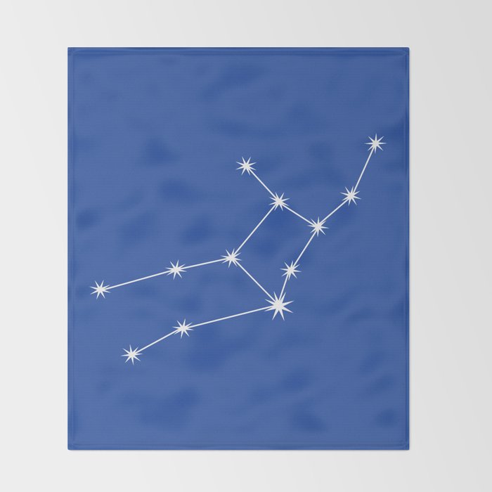 Virgo Zodiac Star Constellation Line Art Vibrant Blue Throw Blanket Gallery Image 2