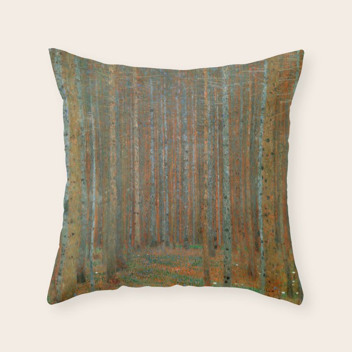 Gustav Klimt - Tannenwald I (Pine Forest I) Throw Pillow Gallery Image 6