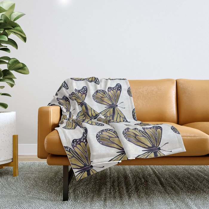 Gold Butterfly Throw Blanket Gallery Image 1