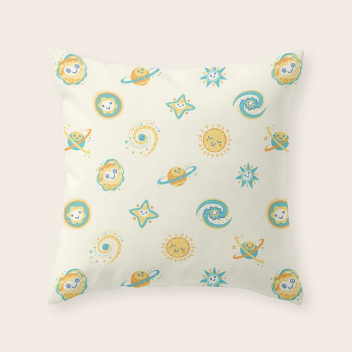 Pastel space pattern Throw Pillow Gallery Image 1