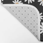 Daisies - daisy floral repeat, daisy flowers, 70s, retro, black, daisy floral Bath Mat Gallery Image 2