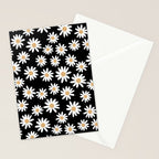 Daisies - daisy floral repeat, daisy flowers, 70s, retro, black, daisy floral Stationery Card Gallery Image 2