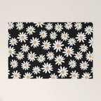 Daisies - daisy floral repeat, daisy flowers, 70s, retro, black, daisy floral Welcome Mat Gallery Image 1