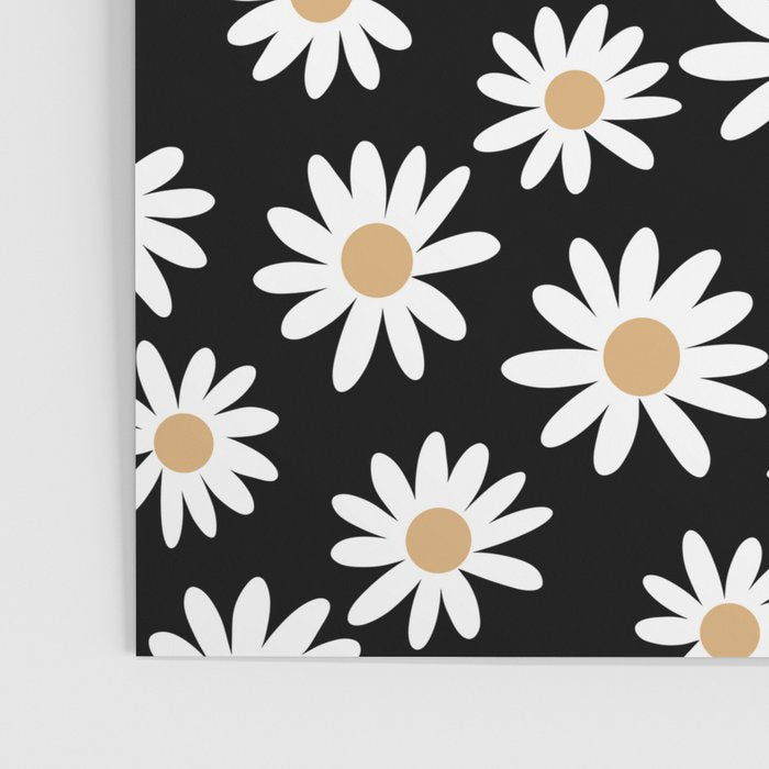 Daisies - daisy floral repeat, daisy flowers, 70s, retro, black, daisy floral Poster Gallery Image 3