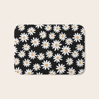 Daisies - daisy floral repeat, daisy flowers, 70s, retro, black, daisy floral Bath Mat Gallery Image 1