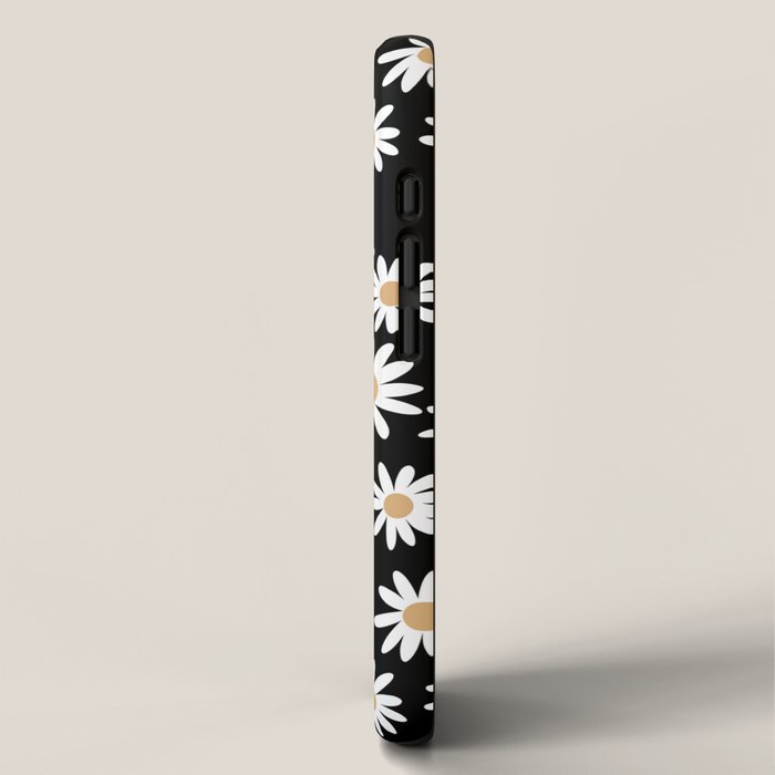 Daisies - daisy floral repeat, daisy flowers, 70s, retro, black, daisy floral iPhone Case Gallery Image 2