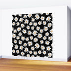 Daisies - daisy floral repeat, daisy flowers, 70s, retro, black, daisy floral Wall Mural Gallery Image 2