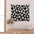 Daisies - daisy floral repeat, daisy flowers, 70s, retro, black, daisy floral Wall Tapestry Gallery Image 2
