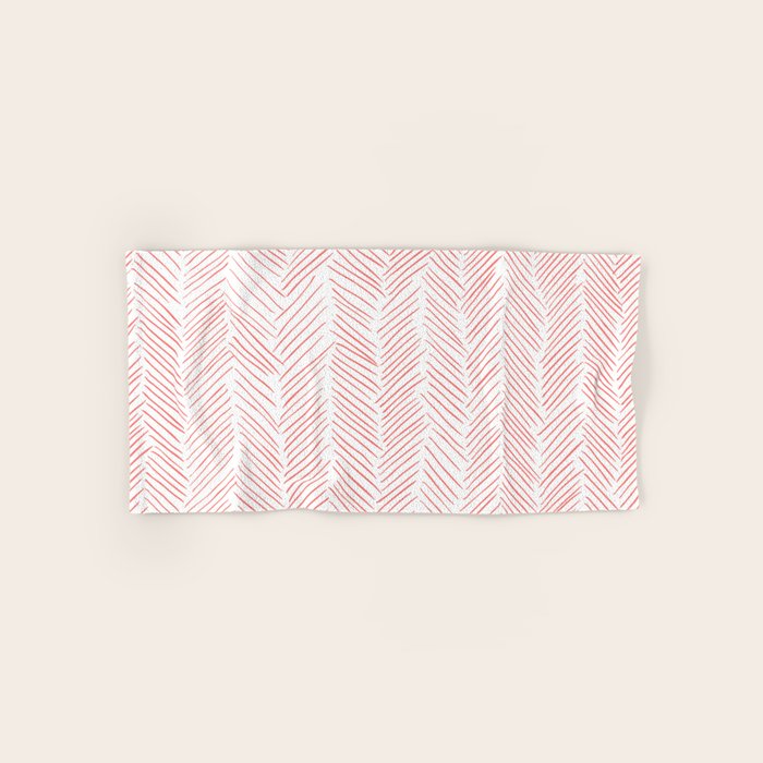 Living Coral Herringbone Bath Towel Gallery Image 1