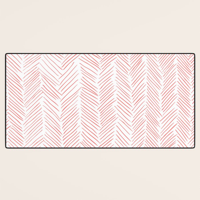 Living Coral Herringbone Desk Mat Gallery Image 3