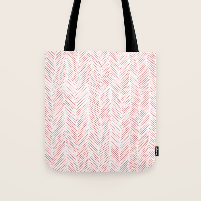 Living Coral Herringbone Tote Bag Gallery Image 1