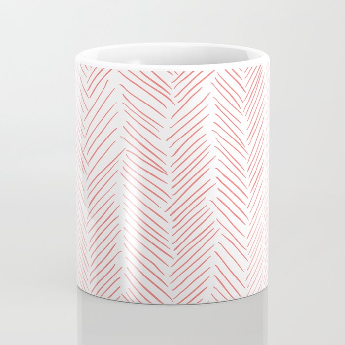 Living Coral Herringbone Coffee Mug Gallery Image 4