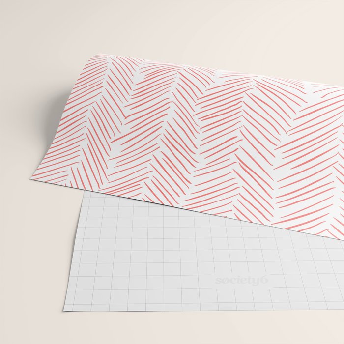 Living Coral Herringbone Wrapping Paper Gallery Image 2