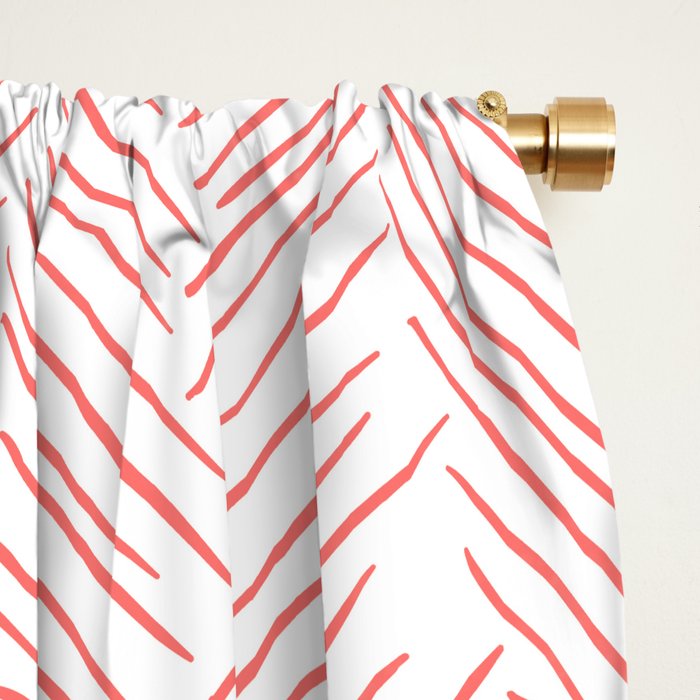 Living Coral Herringbone Window Curtain Gallery Image 2