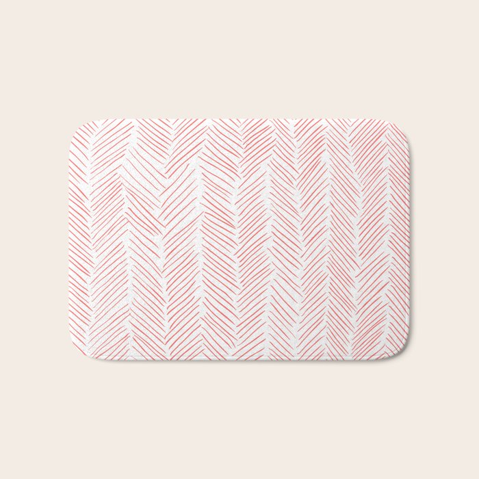 Living Coral Herringbone Bath Mat Gallery Image 1