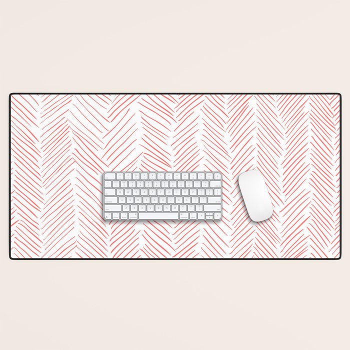 Living Coral Herringbone Desk Mat Gallery Image 1