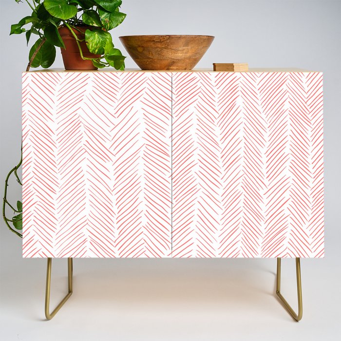 Living Coral Herringbone Credenza Gallery Image 1