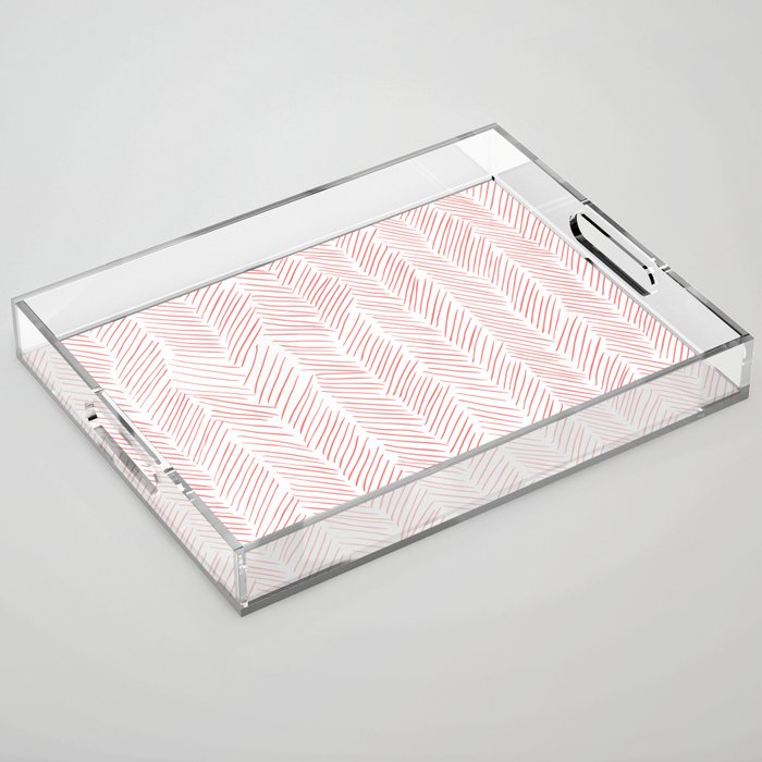 Living Coral Herringbone Acrylic Tray Gallery Image 1