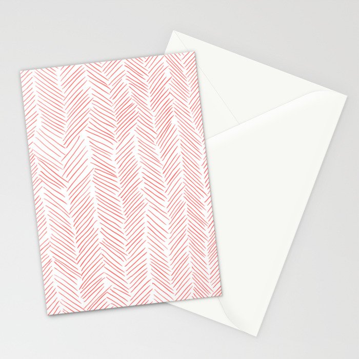 Living Coral Herringbone Stationery Card Gallery Image 2