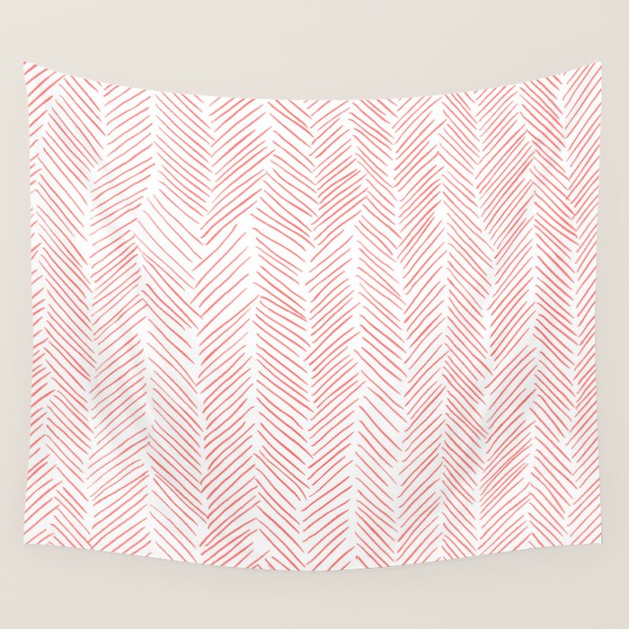 Living Coral Herringbone Wall Tapestry Gallery Image 1