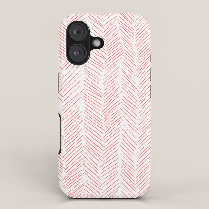 Living Coral Herringbone iPhone Case Gallery Image 1