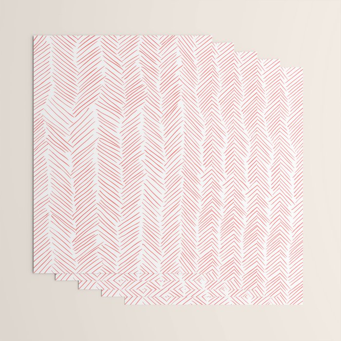 Living Coral Herringbone Wrapping Paper Gallery Image 3