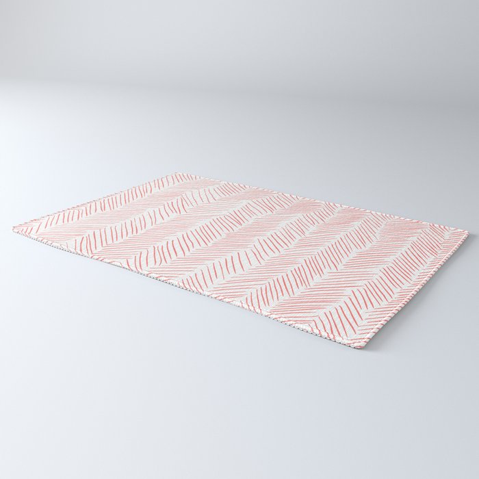 Living Coral Herringbone Rug Gallery Image 3
