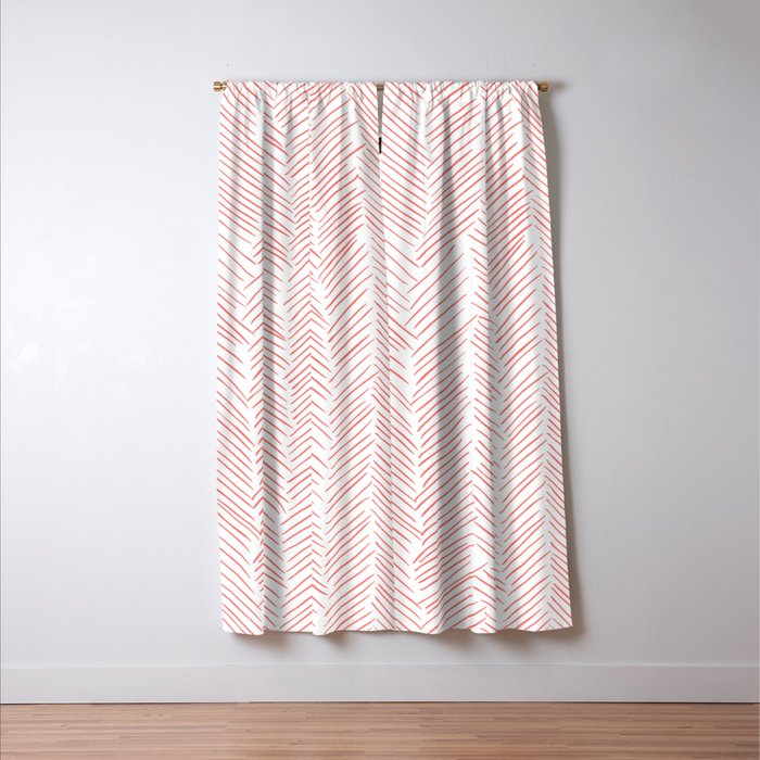 Living Coral Herringbone Window Curtain Gallery Image 3