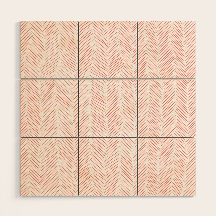 Living Coral Herringbone Wood Wall Art Gallery Image 1
