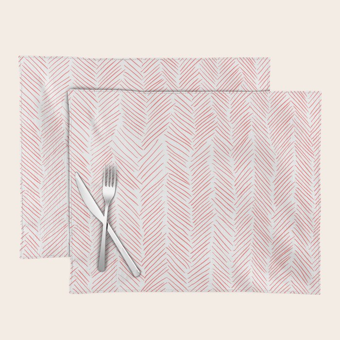 Living Coral Herringbone Placemat Gallery Image 1