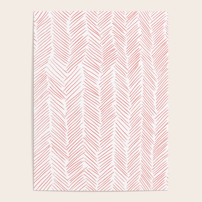 Living Coral Herringbone Poster Gallery Image 4
