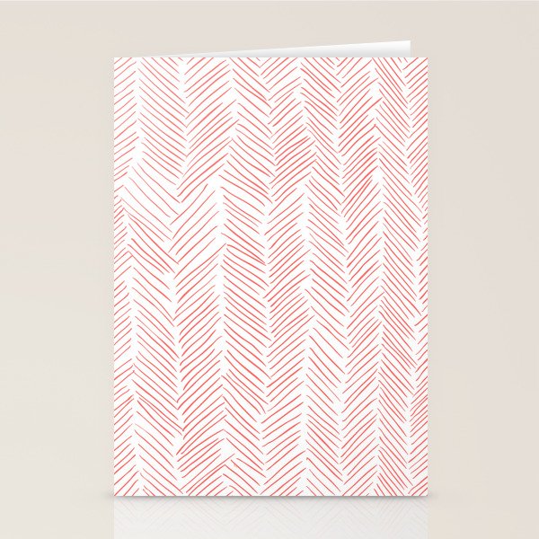 Living Coral Herringbone Stationery Card Gallery Image 1