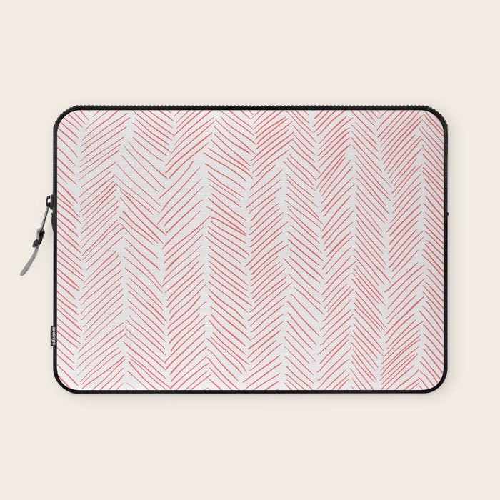 Living Coral Herringbone Laptop Sleeve Gallery Image 1