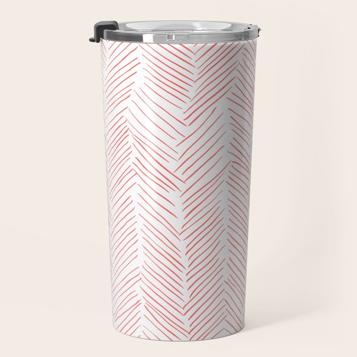 Living Coral Herringbone Travel Mug Gallery Image 3